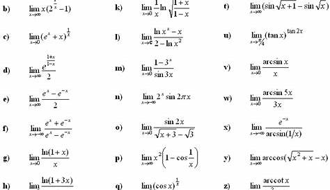limit problems worksheet with answers
