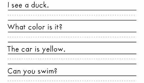 sentence writing worksheets for kindergarten