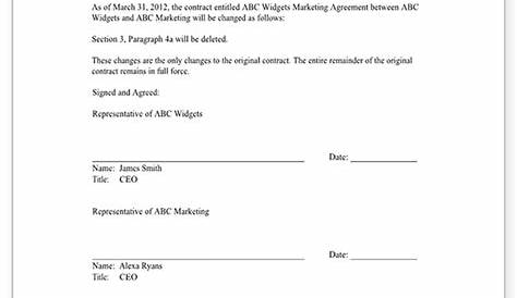 Contract Amendment Form Template with Sample