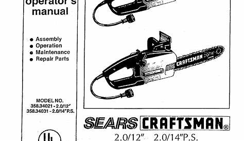Craftsman 35834021 User Manual ELECTRIC CHAIN SAWS Manuals And Guides