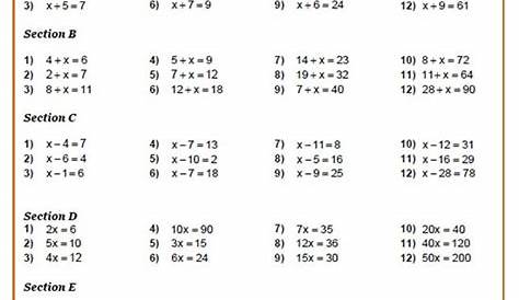 Linear Equation Worksheet Grade 6 Pdf