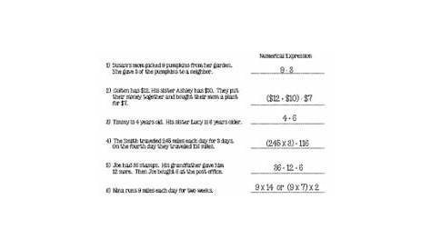 numerical expressions worksheet