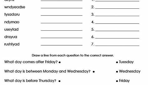 Advanced worksheet for days of the week, possible independent activity