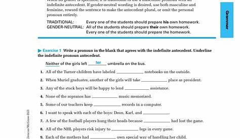 pronoun-antecedent agreement worksheets with answers