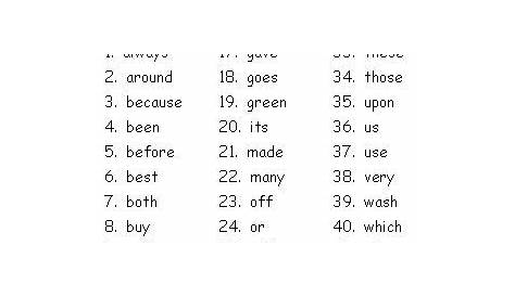 an english worksheet with the words dolch sight words second grade and
