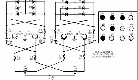 Simple circuit of Flashing Dancing LED Light Citcuit Diagram - Simple