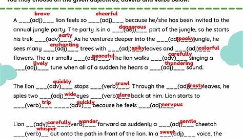 Printable Fill In The Blanks Story Worksheets With Answer Key