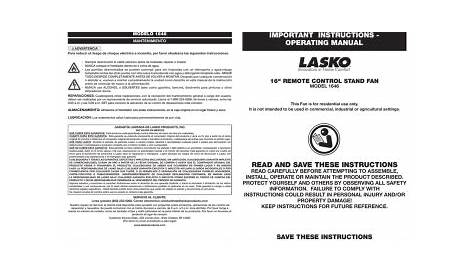 Lasko 1646 fan User guide | Manualzz