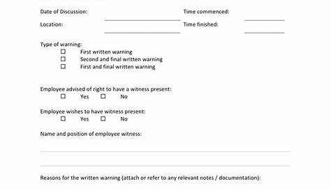 written warning template pdf