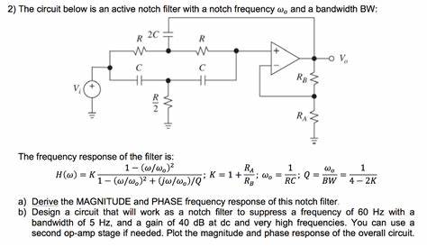 The circuit below is an active notch filter with a | Chegg.com