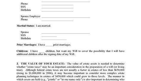 Estate Planning Form - Married - Fillable PDF - Free Printable Legal Forms