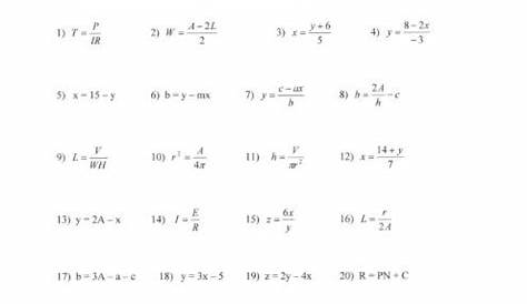 literal equations worksheet kuta