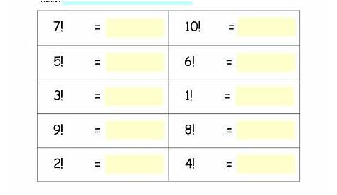 math factorial worksheet