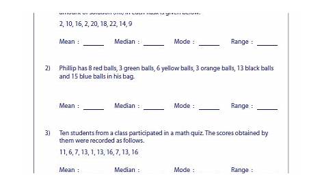 mean median mode range worksheets with answers