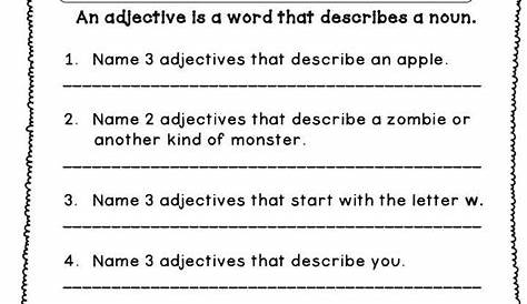 limiting adjectives worksheet 4th grade