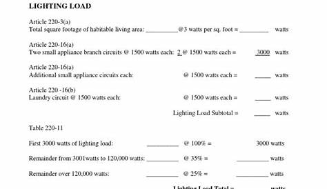 residential load calculation worksheets