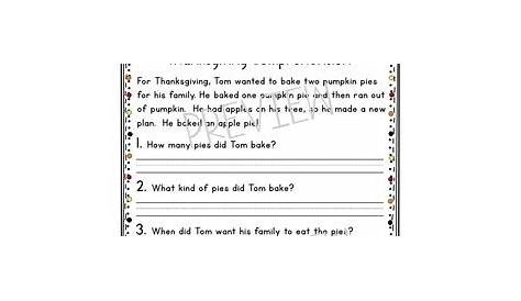 thanksgiving worksheets for 4th graders