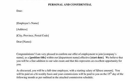 Sample Employment Sales Offer Letter Template Free Pdf Format