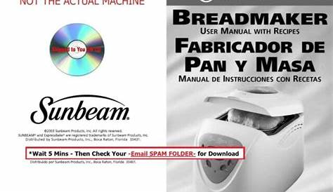 Sunbeam 5891 Bread Maker Machine Directions Instruction Manual w