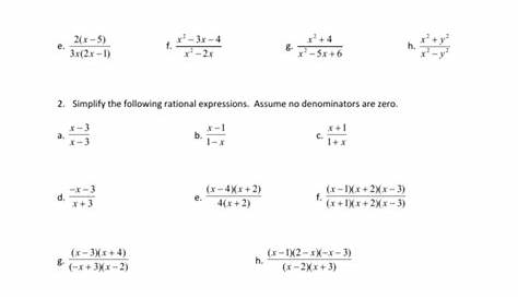 simplify expressions worksheets answers