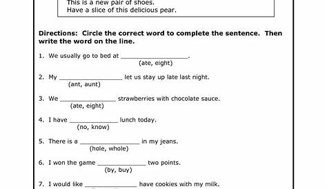 homonyms worksheet grade 3