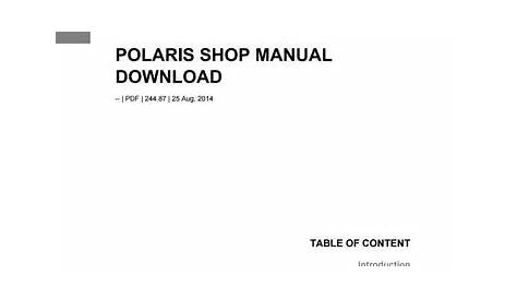 free polaris service manual pdf