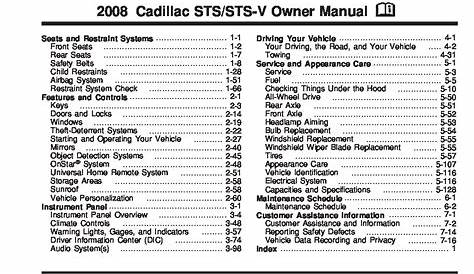 2008 cadillac sts manual