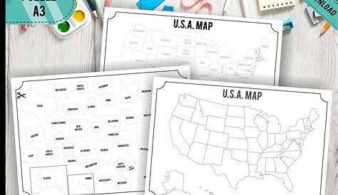 Digital Printable Coloring USA MAP Puzzle Homeschool - Etsy España