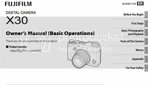FUJIFILM X30 Owners Manual available - Fuji Rumors