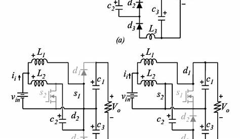 (a) Circuit schematic of proposed topology; (b)–(c) equivalent circuit