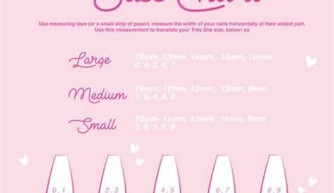 Tres She Nail Size Chart | Nail sizes, Stick on nails, Press on nails