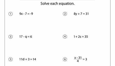 simple two step equations worksheets