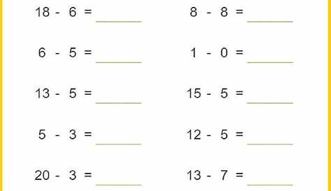 subtraction up to 20 worksheets