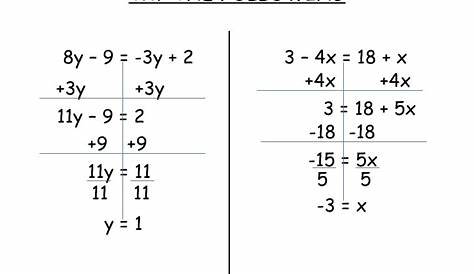 Variables On Both Sides Equations Worksheets