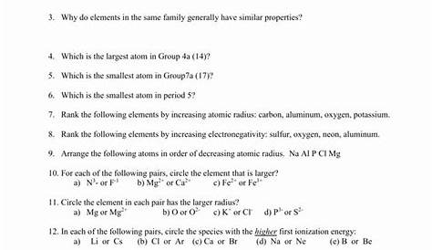 periodic trends atomic radius worksheets answers