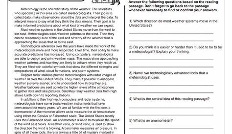 Meteorologist Worksheet 10th Grade Answers