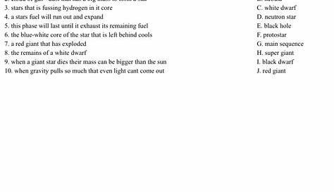 life of a star worksheet answers