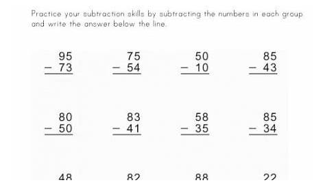 Math Subtraction Worksheets Without Regrouping