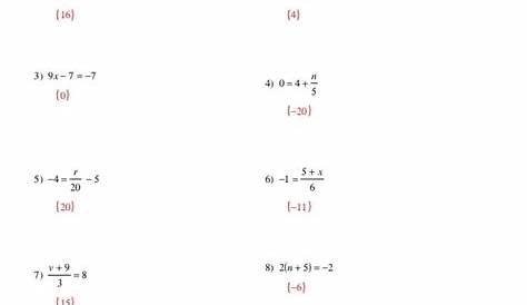 two-step equations worksheet with answers