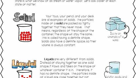 science 8 states of matter worksheets