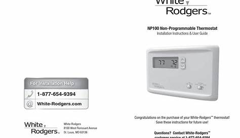 WHITE RODGERS NP100 INSTALLATION INSTRUCTIONS & USER MANUAL Pdf