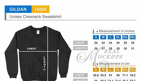 gildan 18000 sweatshirt size chart