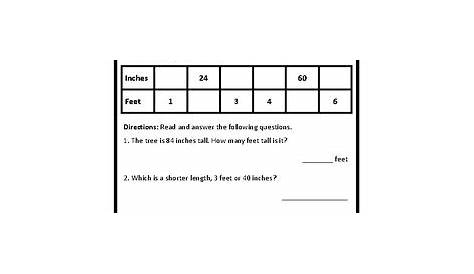 Inches and Feet Worksheet Converting Measurements Conversion Worksheet