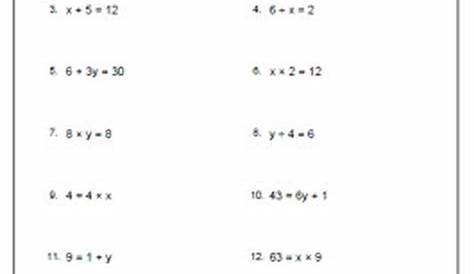 one variable equations worksheets