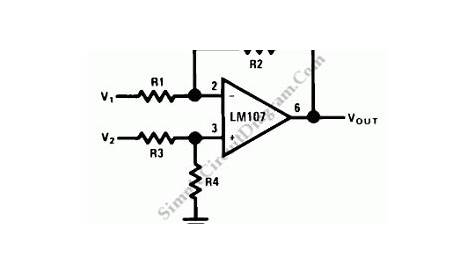 Op-Amp Circuit: Difference Amplifier – Simple Circuit Diagram