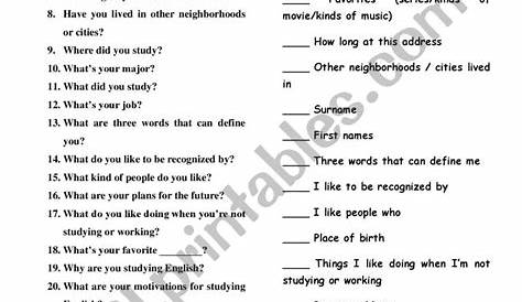 matching questions and answers worksheet