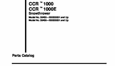 Toro CCR 100 1000E 38400 38405 20 Inch Single Stage Snow Blower Parts