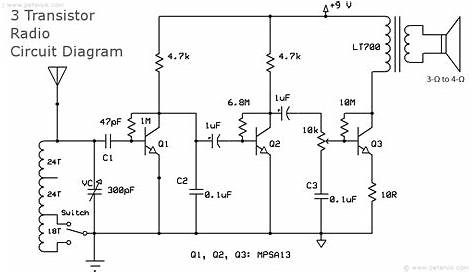 Three Transistor Radio Circuit Diagram Large View