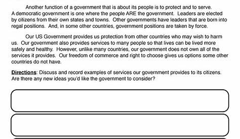 Government Functions Worksheet by Teach Simple