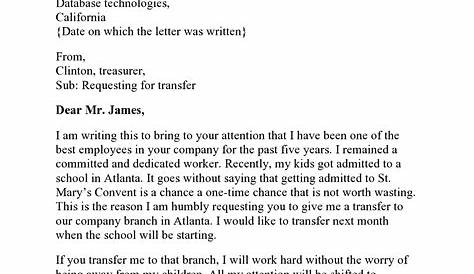 transfer letter sample